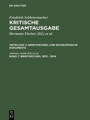cover image of Briefwechsel 1803--1804